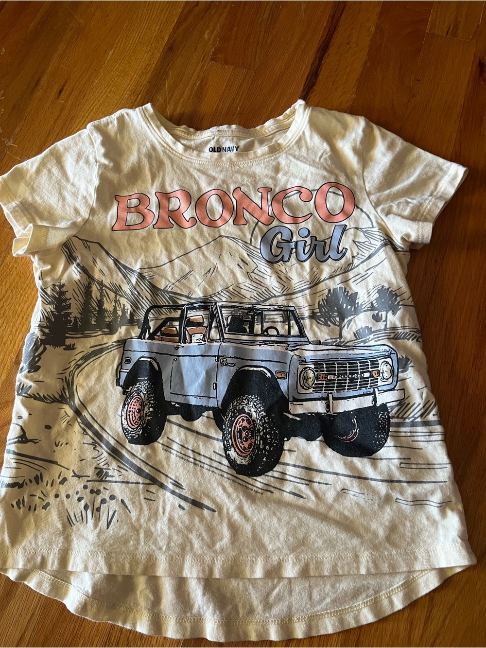 Old Navy White Tee with Navy Logo Print